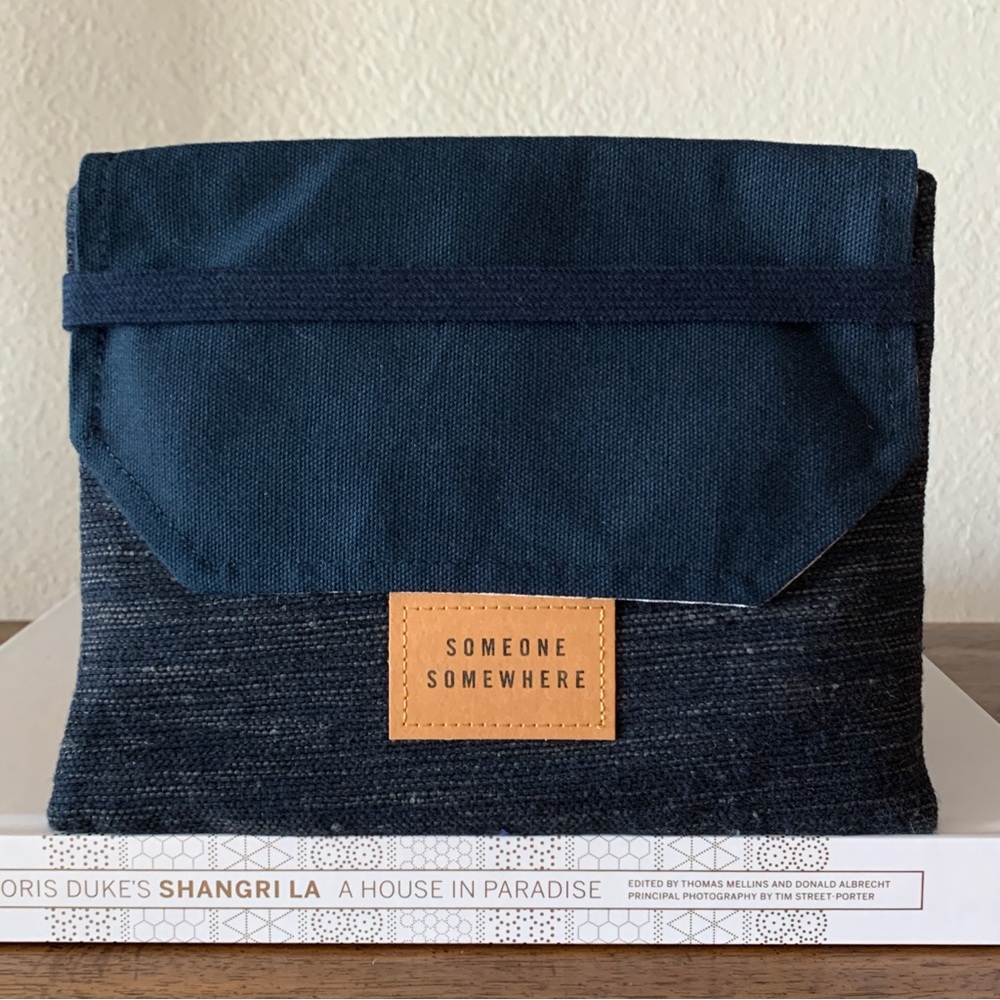 Someone Somewhere Artisan-Made Pouch from Delta One Business Class Navy Blue